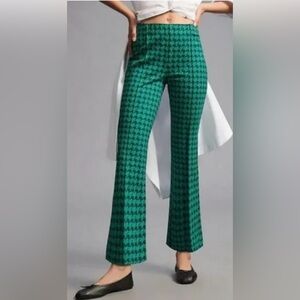 Anthropologie Maeve Green and Black Houndstooth Pants